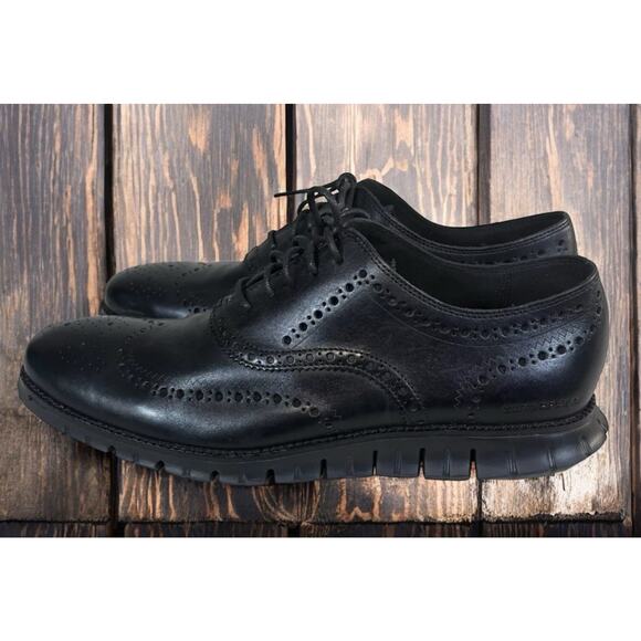 Cole Haan ZeroGrand Black Leather Wingtip Oxford Dress Shoes C20719 Mens Size 13
